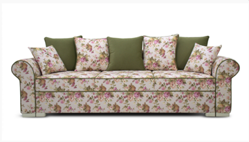 Прямой диван Ameli (Arcadia rose+shaggy green+glance bone) в Туле