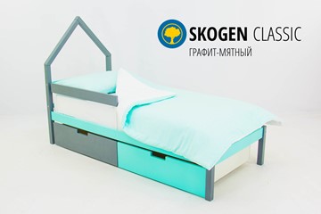 Кровать-домик в детскую мини Skogen графит-мятный в Туле
