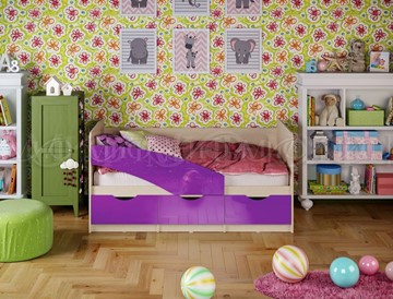 Кровать детская Бабочки 800*1600, Фиолетовый глянец в Туле
