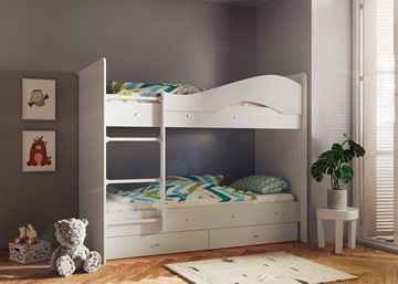 Двухъярусная кровать ТМК Мая с 2 ящиками на щитах, цвет Млечный дуб в Туле