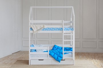 Детская 2-этажная кровать Домик с ящиками, цвет белый в Туле