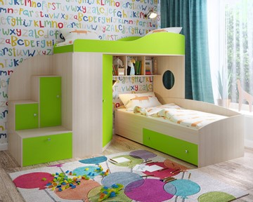 Детская кровать-шкаф Кадет-2, корпус Дуб, фасад Лайм в Туле