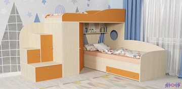 Детская кровать-шкаф Кадет-2, корпус Дуб, фасад Оранжевый в Туле