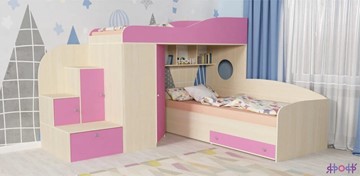 Детская кровать-шкаф Кадет-2, корпус Дуб, фасад Розовый в Туле
