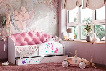 Детская кровать односпальная Звездочка с бортиком, Розовый в Туле