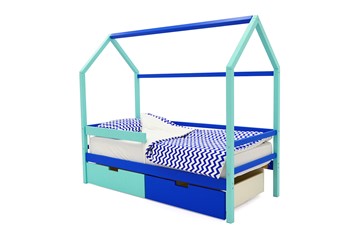 Кровать-домик детская Svogen синий-мятный в Туле