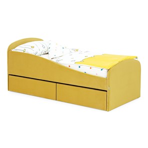 Кровать в детскую с ящиками Letmo 190х80 горчичный (велюр) в Туле