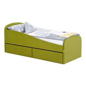 Мягкая кровать с ящиками Letmo 190х80 оливковый (велюр) в Туле