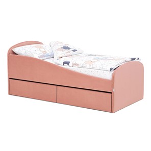 Мягкая кровать с ящиками Letmo 190х80 пудровый (велюр) в Туле