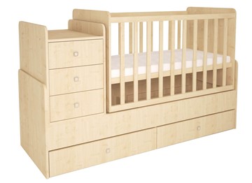 Кровать для новорожденных с комодом POLINI Kids Simple 1100 Натуральный в Туле