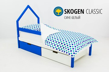 Кровать-домик в детскую мини Skogen сине-белый в Туле