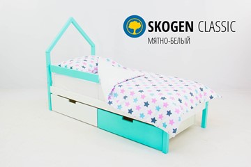 Кровать-домик детская мини Skogen белый-мятный в Туле