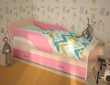 Детская кровать Максимка, корпус Млечный дуб, фасад Розовый в Туле