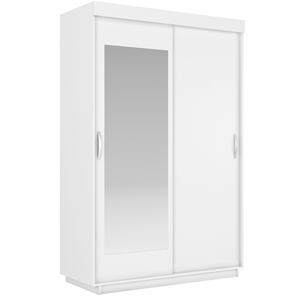 Шкаф 2-дверный Лайт (ДСП/Зеркало) 800х595х2120, Белый Снег в Туле