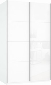 Шкаф-купе двухдверный Прайм (ДСП/Белое стекло) 1600x570x2300, белый снег в Туле