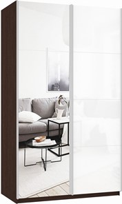Шкаф 2-дверный Прайм (Зеркало/Белое стекло) 1200x570x2300, венге в Туле
