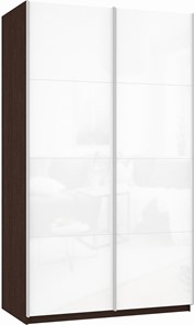 Шкаф 2-х створчатый Прайм (Белое стекло/Белое стекло) 1200x570x2300, венге в Туле