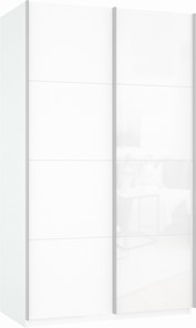 Шкаф-купе двухдверный Прайм (ДСП/Белое стекло) 1200x570x2300, белый снег в Туле