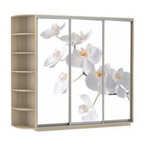 Шкаф 3-дверный Экспресс со стеллажом, 2100х600х2200, Орхидея белая/шимо светлый в Туле