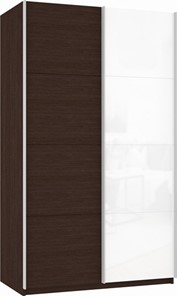 Шкаф 2-дверный Прайм (ДСП/Белое стекло) 1600x570x2300, венге в Туле