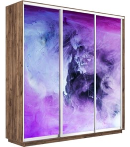 Шкаф 3-створчатый Экспресс 2400х600х2200, Фиолетовый дым/дуб табачный в Туле
