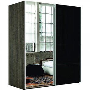 Шкаф 2-дверный Эста (Зеркало/Стекло черное) 1800x660x2200, венге мали в Туле
