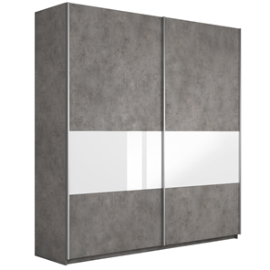 Шкаф 2-створчатый Широкий Прайм (ДСП / Белое стекло) 2200x570x2300, Бетон в Туле