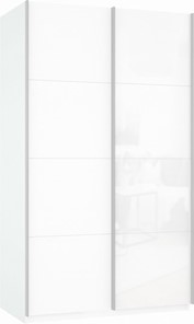 Шкаф Прайм (ДСП/Белое стекло) 1400x570x2300, белый снег в Туле