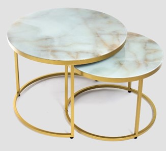 Стеклянный столик Дуэт, столешница в стекле опоры золото в Туле