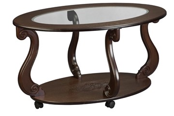Стеклянный столик в зал Овация-С, на колесах, темно-коричневый в Туле
