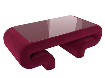 Стеклянный столик в зал Волна, бордовый (микровельвет) в Туле