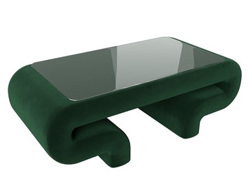 Стеклянный столик в зал Волна, зеленый (велюр) в Туле