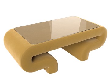Стеклянный журнальный столик Волна, желтый (микровельвет) в Туле