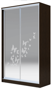 Шкаф 2-х створчатый 2400х1200х620 два зеркала, "Бабочки" ХИТ 24-12-66-05 Венге Аруба в Туле