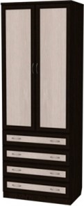Шкаф 2-х створчатый 103 со штангой, цвет Венге в Туле
