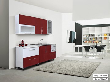 Модульная кухня Мыло 224 2000х718, цвет Бордо/Белый металлик в Туле