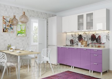 Прямая кухня Модерн, белый глянец/фиолетовый металлик в Туле