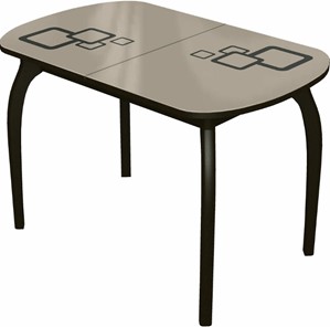 Обеденный раздвижной стол Ривьера мини дерево №1, Рисунок квадро (стекло молочное/коричневый/венге) в Туле