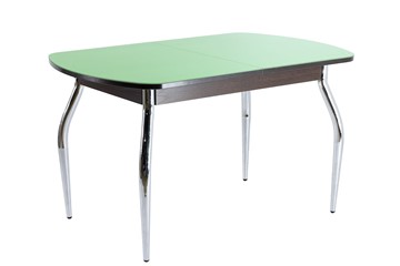 Обеденный стол ПГ-05 СТ2, венге ЛДСП/фисташка стекло/35 хром гнутые металл в Туле