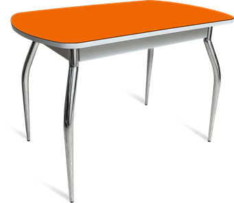 Кухонный раскладной стол ПГ-07 СТ1 белое/оранжевое/35 хром фигурные гнутые в Туле