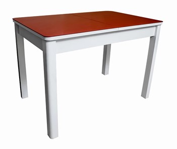Кухонный раскладной стол Айсберг-07 СТ2, белое ЛДСП/стекло алое/прямые массив белый в Туле