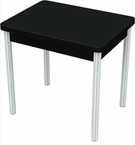 Кухонный раздвижной стол Бари хром №6 (стекло черное/черный) в Туле