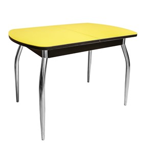 Кухонный стол раскладной ПГ-01 СТ2, венге/желтое стекло/35 хром гнутые металл в Туле