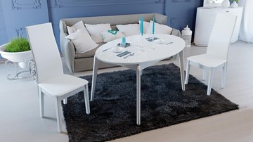 Овальный стол на кухню Марсель (СМ(Б)-102.01.12(1)), цвет  Белый/Стекло белое глянец в Туле