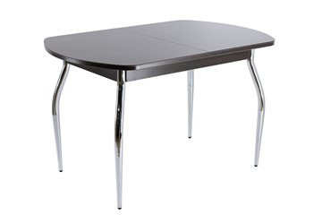 Стеклянный обеденный стол ПГ-07 СТ1 венге/черное стекло/хром фигурные в Туле
