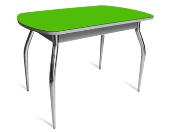 Обеденный стол ПГ-04 СТ белое/зеленое стекло/хром фигурные в Туле
