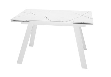 Стол обеденный раскладной DikLine DKL140 Керамика Белый мрамор/опоры белые (2 уп.) в Туле