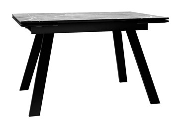 Керамический обеденный стол DikLine DKL140 Керамика Серый мрамор/опоры черные (2 уп.) в Туле