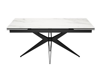 Керамический обеденный стол DikLine KW160 мрамор С41 (керамика белая)/опоры черные в Туле