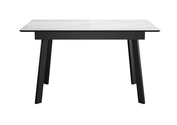 Стол обеденный раздвижной DikLine SKH125 Керамика Белый мрамор/подстолье черное/опоры черные (2 уп.) в Туле